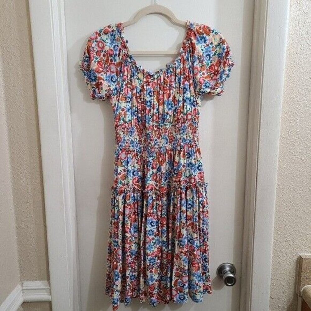 J. Crew Womens Floral Multi-Colored Smocked Midi Dress Size 0 - Picture 3 of 11